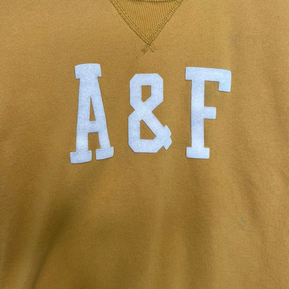Abercrombie Fitch Top Womens XS Felt Logo Sweatshirt Academic Rugby Yellow - Picture 9 of 13